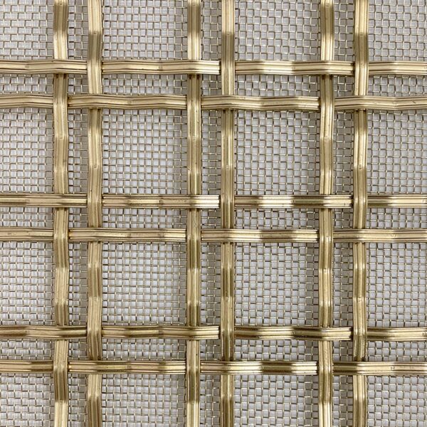 19mm Double Square Interwoven Grille Sample Board - Satin Brass Lacquered